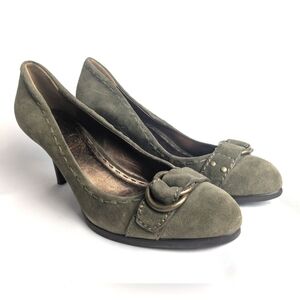 COACH Model Dinah Heel Green Suede Women Pumps Size 9.5